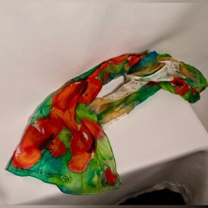 Hand-painted Vibrant Multicolor Silk Scarf